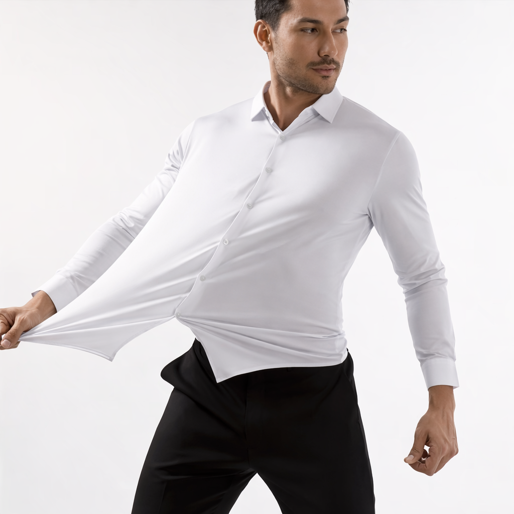 AeroFlex™ Ultra Stretch Dress Shirt - Frosty White