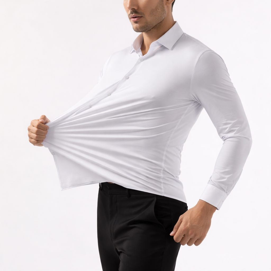 AeroFlex™ Ultra Stretch Dress Shirt - Frosty White